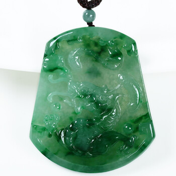 碧玉尊 龙牌玉牌吊坠<em>男款</em> <em>缅甸</em>老坑铁龙生冰种