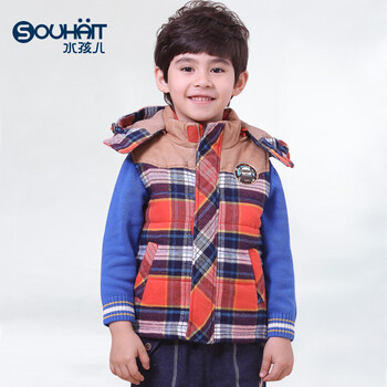 水孩儿SOUHAIT<em>冬装</em>新款时尚格子<em>男童冬装</em>棉