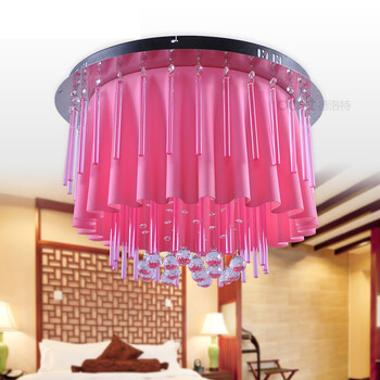 昂的灯具卧室灯 粉红色吸顶灯 <em>女孩</em>结婚<em>房间灯</em>