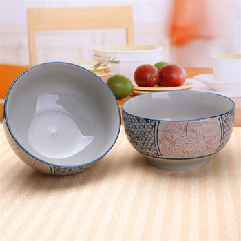 山田烧陶瓷碗套装 釉下彩(7英寸)日式餐具和风汤碗大面碗(2只装) 满天星