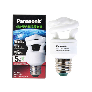 Panasonic/松下 螺旋型自镇流荧光灯节能灯(5W E27灯头 日光色/白炽灯色) 5W/E27白炽灯色-黄光