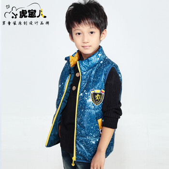 小虎宝儿 <em>学院风</em>简约多彩<em>棉马甲</em> MJ0090 雪花