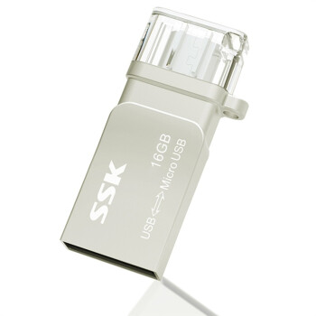 飚王（SSK）小白 金属防水手机U盘USB与MICRO USB双插头(SFD236) 16G（香槟色）