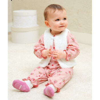 宝宝保暖内衣套装 粉色 55码(尺码偏大建议0-3