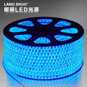 朗硕 LED贴片灯带SMD3528-60珠灯带背景灯220V暗槽灯软灯条 蓝