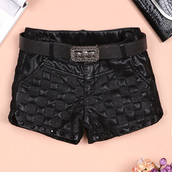 香茗人 2014春<em>款新款</em> 铆钉PU<em>短裤</em> 靴裤皮裤短