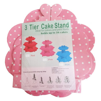 
                                        孩派 生日派对甜品台装饰用品 婚礼结婚布置创意用品 波点条纹蛋糕架 圆点粉色                