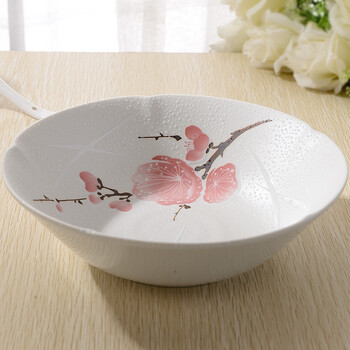 日本餐具 进口陶瓷 美浓烧 瓷汤碗 美浓烧五彩梅花大汤碗 UN-10 8.3英寸 套装更实惠(无礼盒)