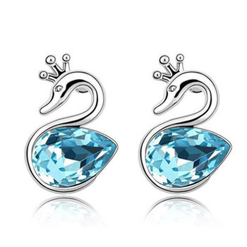 金朗达美人鱼耳环耳钉女采用奥地利水晶礼物小