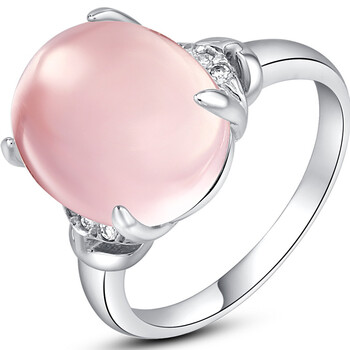 银斯妮 纯银女戒奢华版 天然芙蓉石戒指 浪漫 女