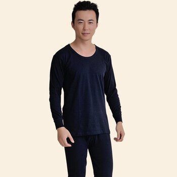 男中<em>老年人</em>纯棉大码棉毛衫<em>秋衣秋裤</em>圆领长袖加