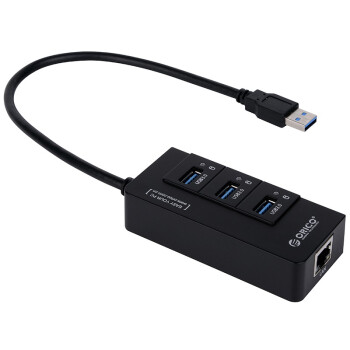 奥睿科（ORICO） HR01-U3-BK USB3.0转RJ45千兆以太网口 3口USB3.0HUB集线器