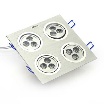 D灯 四头射灯led天花灯12W LED斗胆灯四头方形格栅灯全套 家装节 4*3W 白光