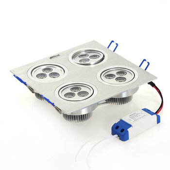 D灯 四头射灯led天花灯12W LED斗胆灯四头方形格栅灯全套 家装节 4*3W 白光