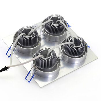 D灯 四头射灯led天花灯12W LED斗胆灯四头方形格栅灯全套 家装节 4*3W 白光