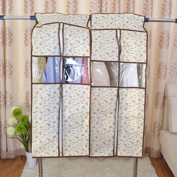 百草园 小熊系列环保 布艺 立体 可视 衣服收纳 防尘罩 2枚装（加宽）40cm