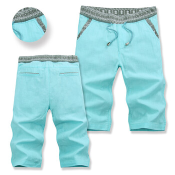 elkelake 亚麻<em>短裤 夏款男士休闲短裤</em>男中裤韩