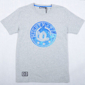 mighty atom牌衣服,mightylady系列 阿童木(astro boy)中性mighty atom头形圆形烫纸短袖t恤 灰色 l