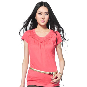 <em>真维斯</em>Jeanswest <em>夏季女装</em>圆领净色短袖T恤JW