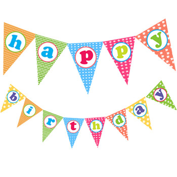 孩派/宝宝生日派对装饰布置/儿童派对用品/Happy Birthday彩旗/13面