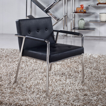 钰庭轩家具餐椅不锈钢皮面椅子现代简约时尚创意带扶手靠背椅单人椅