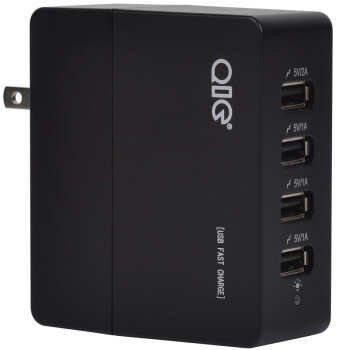QIC WH4U-5A-BK 墙插式4口USB手机平板电脑数码设备专用快速充电器 黑