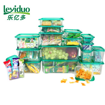 
                                        乐亿多 保鲜盒套装冰箱食品冷冻收纳盒塑料微波炉加热便当饭盒17件套                