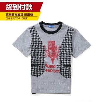 【<em>特步童装</em>】千鸟格<em>马甲</em>印花男童短袖假两件韩