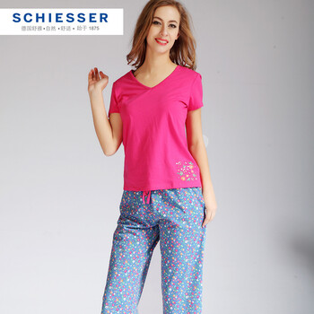 Hanes 女式全棉圆领短袖中裤套装 HS211240