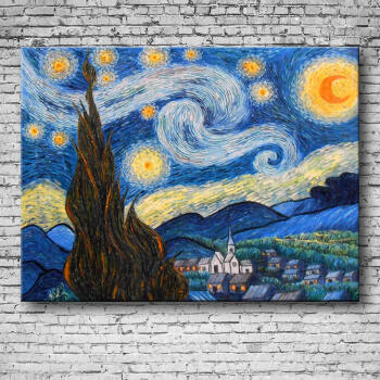 梵高 星空 星月夜 纯手绘油画 现代抽象简约无框