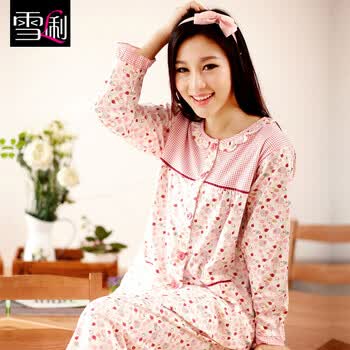 <em>雪俐</em>春季<em>女士</em>可爱长袖短袖<em>睡衣</em>女夏季<em>家居服</em>套