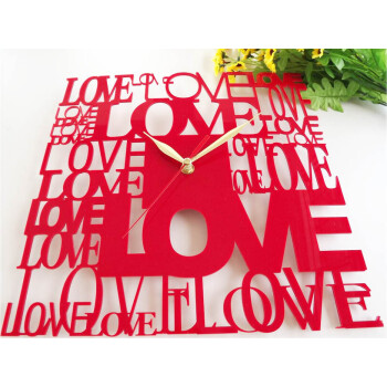 
                                        个性一百钟 love 亚克力挂钟个性订制石英钟创意剪纸挂钟艺术壁钟静音                