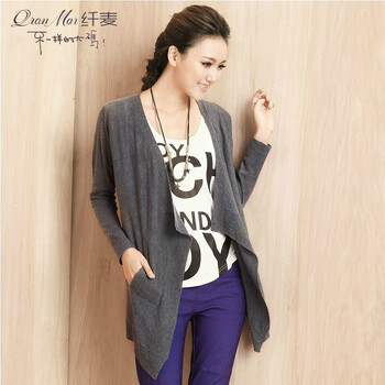 纤麦大码女装2014春装新大码<em>开衫</em>针织衫薄款