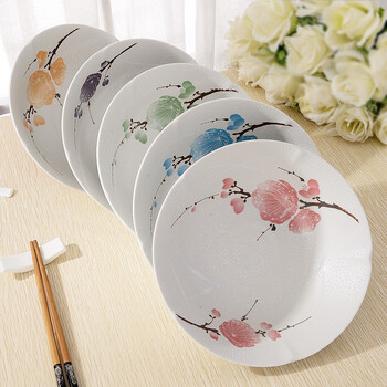 日本餐具 进口陶瓷 美浓烧 瓷汤碗 美浓烧五彩梅花大汤碗 UN-10 8.3英寸 套装更实惠(无礼盒)