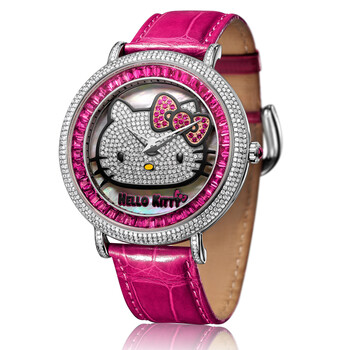<em>凯蒂猫</em>(<em>Hello kitty</em>)<em>手表</em> 钻石女表 真皮带女<em>手表</em>