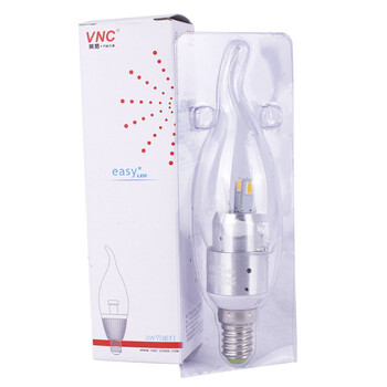 VNC 新一代360度发光LED灯泡蜡烛灯E14水晶灯吊灯光源 5W 360L01 正白光5W