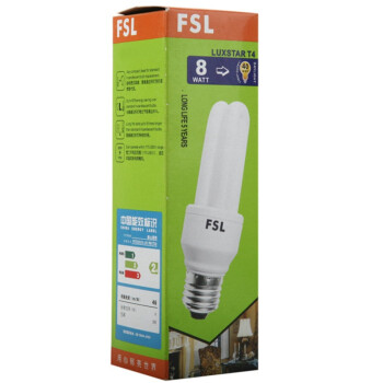 
                                        
                                                                                佛山照明（FSL）节能灯泡灯管大螺口小灯泡日光灯T4-2U-8W-E27白光6500K  4只装                