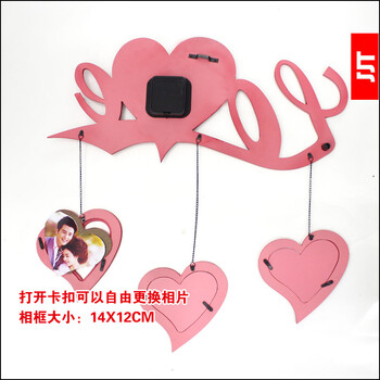 
                                        久久达韩式浪漫LOVE相框挂钟现代时尚创意客厅大号挂钟静音钟表JT9003 JT9003红色                