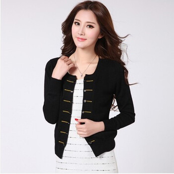 巧风精品2014春季新款<em>羊绒开衫短款</em>针织衫长