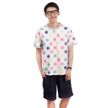 派邦奴 纯棉针织男士短袖圆领家居服套装 1387 宝石蓝 XXL