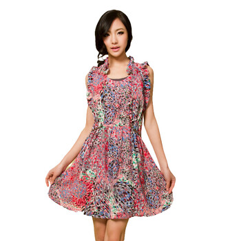 Basic House 百家好 夏装 韩版仙女碎花连衣裙HLOP324C 黄色 165/68A/L