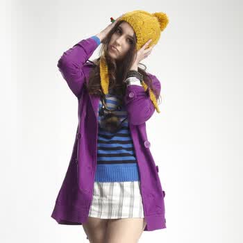 2012春新款 艾夫斯女双排扣翻领肩章腰带中长款风衣21032115017 黑色 M