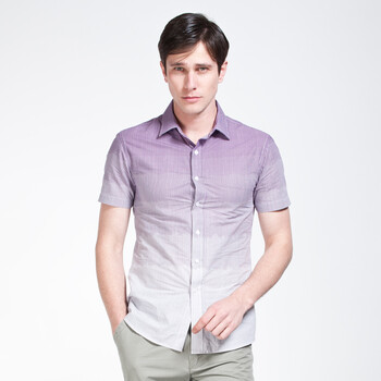 Givensi 2012夏季新款男士商务休闲全棉印花修身短袖衬衫 多色选 GVS201 XXL