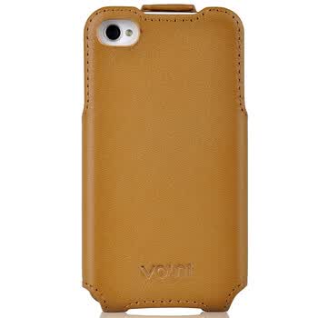 沃尤尼（VOUNI）iPhone头层牛皮上下翻盖真皮皮套 适用于iPhone4/4s 棕色