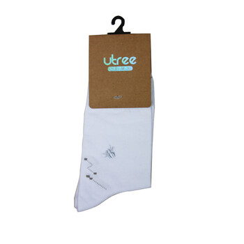 Utree 约晴 男袜 纯色小蜘蛛 商务袜 6白色