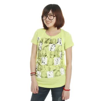 Basic House 百家好 夏装 时尚图像T恤HJTS42F3 深米色 160/66A/M