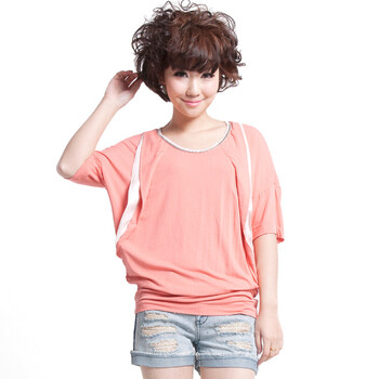 Basic House百家好 夏装 韩版女款时尚休闲T恤HLTS323A 浅灰色 165/68A/L