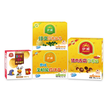 伊威原味全机能珍珠面、绿豆营养面条、猪肉香菇营养面、全机能营养核桃饼干50G