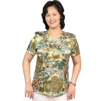 露西法兰 2012中老年女装夏装新款 加大加肥丝制短袖衬衫 JS-超顺 黑色 L