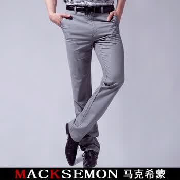 MACKSEMON 马克希蒙 2012夏装薄款直筒长裤 男士休闲裤小格子 mk8035 灰色 33码/2.6尺